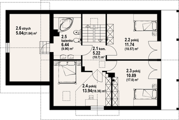 Rzut projektu Osiek dw z garażem