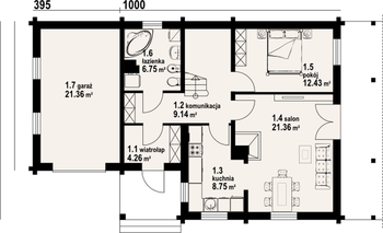 Rzut projektu Osiek dw z garażem