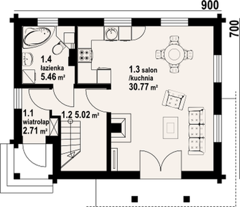 Rzut  projektu Grabie małe dw3