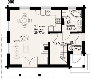 Rzut projektu Grabie małe dw3