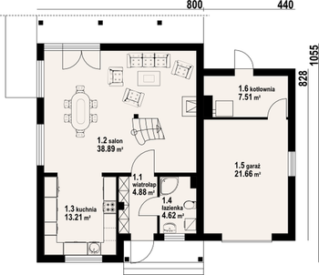 Rzut projektu Gładyszów 32dws