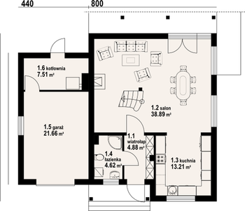 Rzut projektu Gładyszów 32dws