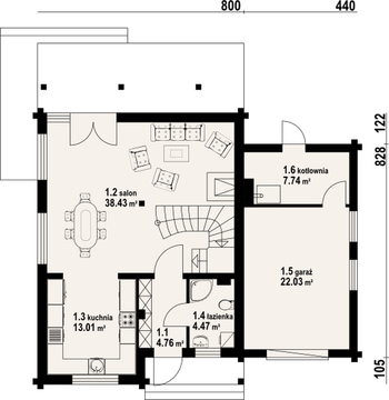 Rzut  projektu Gładyszów 30dw