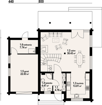 Rzut  projektu Gładyszów 30dw