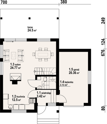 Rzut  projektu Gładyszów 11dws