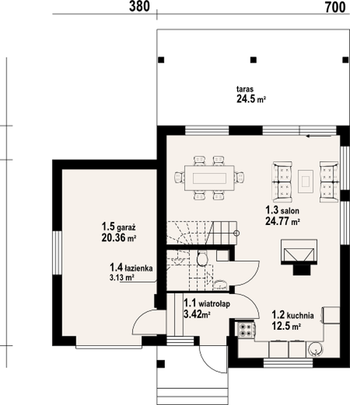 Rzut  projektu Gładyszów 11dws