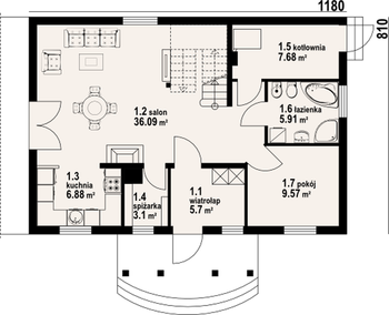 Rzut  projektu Jurgów średni 33 dws