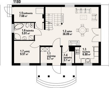 Rzut  projektu Jurgów średni 33 dws