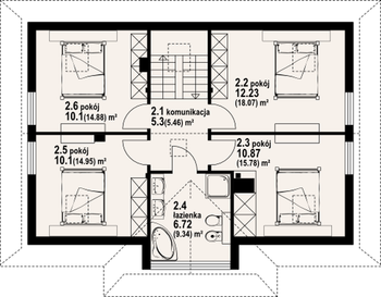 Rzut  projektu Jurgów średni 33 dws