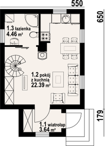Rzut  projektu Gajowo 66dws