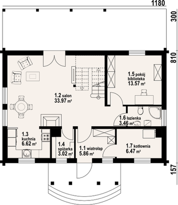 Rzut projektu Jurgów średni 5 dw