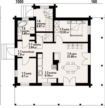Rzut projektu Osiek 22 dw
