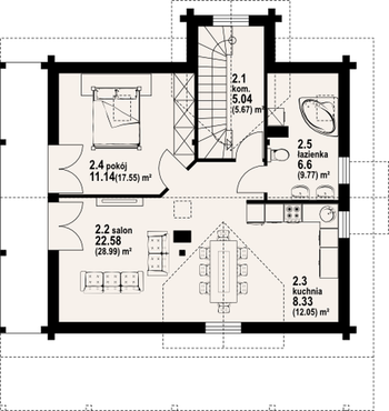 Rzut  projektu Osiek 22 dw