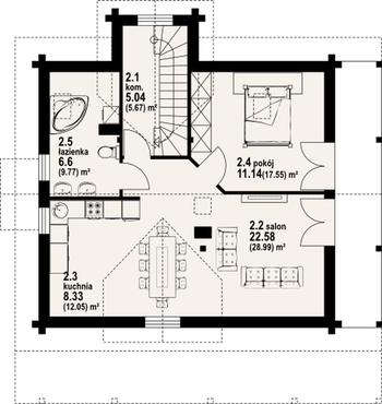 Rzut projektu Osiek 22 dw