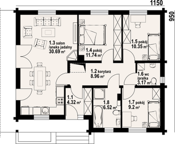 Rzut projektu Piaseczno 1 dw