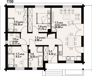 Rzut projektu Piaseczno 1 dw