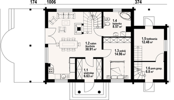 Rzut  projektu Milicz 56 dw 