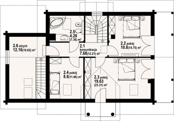 Rzut  projektu Milicz 56 dw 