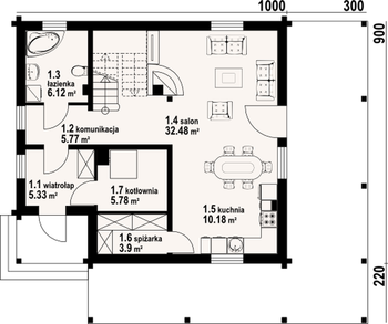 Rzut projektu Osiek 3 dw
