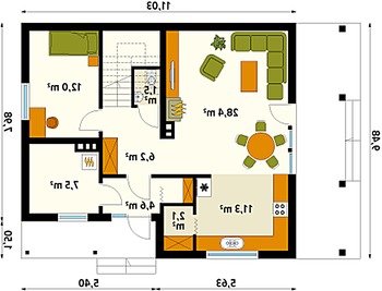 Rzut  projektu Indygo 2 dr-S (DR-S)