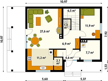 Rzut  projektu Indygo 2 dr-T (DR-T)