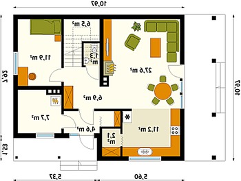 Rzut  projektu Indygo 2 dr-T (DR-T)