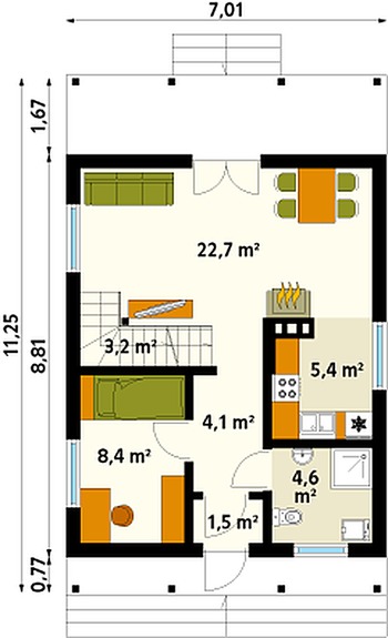 Rzut  projektu Mikrus 2 dr-T (DR-T)