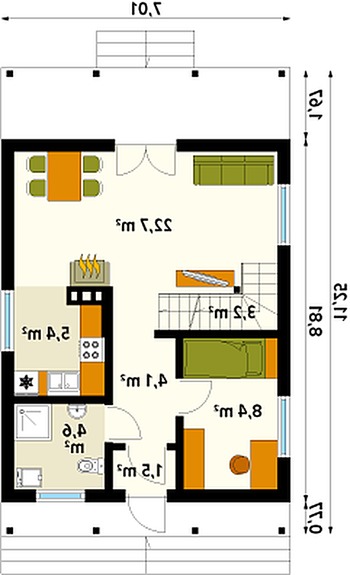 Rzut  projektu Mikrus 2 dr-T (DR-T)