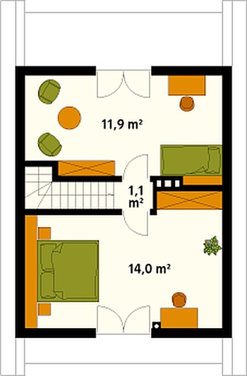 Rzut  projektu Mikrus 2 dr-T (DR-T)