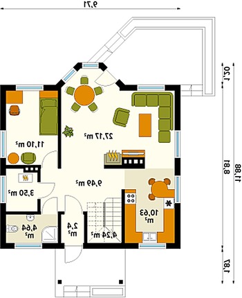 Rzut  projektu Pliszka 2 dr-T (DR-T)