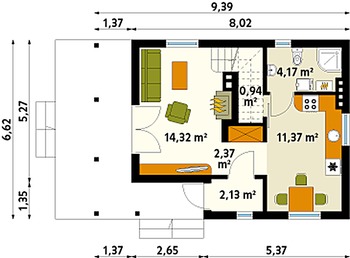 Rzut  projektu Poziomka 3 dr-T (DR-T)