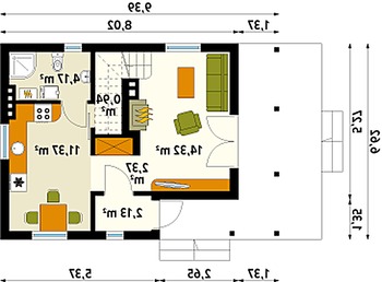 Rzut  projektu Poziomka 3 dr-T (DR-T)