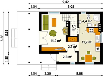 Rzut projektu Poziomka 2 dr-S (DR-S)