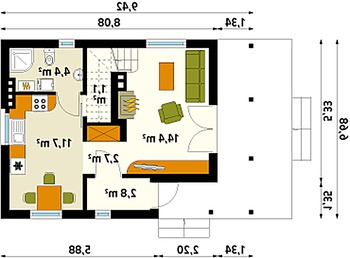 Rzut projektu Poziomka 2 dr-S (DR-S)