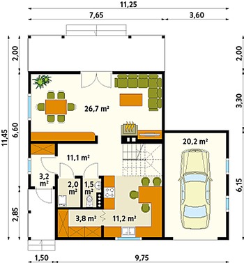 Rzut  projektu Jaśmin 3 dr-S (DR-S)