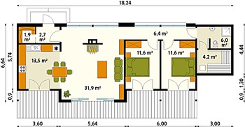 Rzut  projektu Klif dr-S (DR-S)
