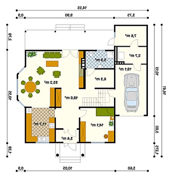 Rzut  projektu Modrzew dr-S (DR-S)