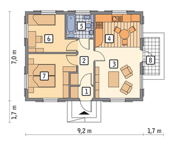 Rzut projektu Murator C01S Pod tęczą (rekreacyjny)