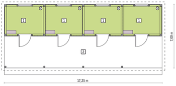 Rzut  projektu Murator SC02S Stajnia dla 4 koni