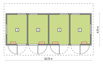 Rzut  projektu Murator S13S Stajnia dla 4 koni