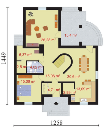 Rzut  projektu PERUGIA 