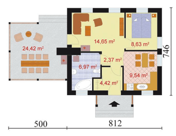 Rzut  projektu LA LORA 2 dom letniskowy