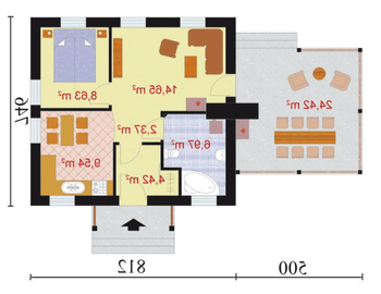 Rzut  projektu LA LORA 2 dom letniskowy