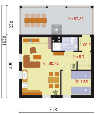Rzut  projektu PALPALA dom letniskowy