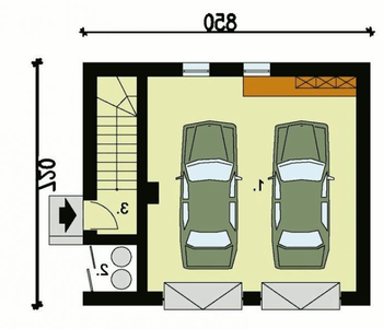 Rzut  projektu GM 1 garaż z częścią mieszkalną