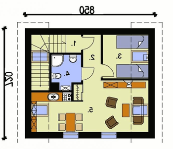 Rzut  projektu GM 1 garaż z częścią mieszkalną