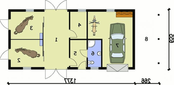 Rzut  projektu S5 stajnia dla koni - 2 boksy