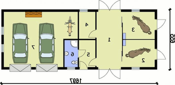 Rzut  projektu S6 stajnia dla koni - 2 boksy