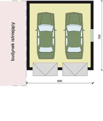 Rzut  projektu GP8 garaż dostawiany dwustanowiskowy