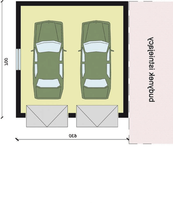 Rzut  projektu GP8 garaż dostawiany dwustanowiskowy
